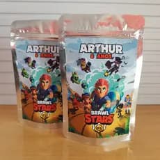 Saquinho metalizado personalizado zip lock - saquinho para lembrancinhas Brawl Stars menino/menina - tamanho M 12x19cm