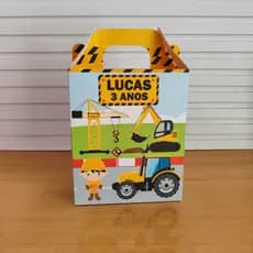 Kit 10 Caixas maleta personalizada Trator/Construção amarelo - Lembrancinhas - sacolinha surpresa