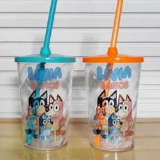 Copo twister Personalizado Bluey 500ml com tampa e canudo - Copo shake - Copo infantil/Aniversário