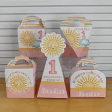 Personalizados Primeira  volta ao sol menina - Kit festa - Kit caixas lembrancinhas - aniversário/festa infantil