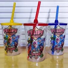 Copo twister Personalizado Brawl Stars 500ml com tampa e canudo - Copo shake - Copo infantil