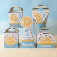 Kit Caixas Primeira volta ao sol menino Personalizada /Lembrancinha de Festa /Aniversário
