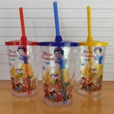 Copo twister Personalizado Branca de neve 500ml com tampa e canudo - Copo shake - Copo infantil