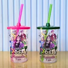 Copo twister Personalizado Grupo dos Rosas 500ml com tampa e canudo - Copo shake/Lembrança festa
