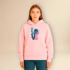 Moletom Feminino Stitch Love Com Capuz Bolso Flanelado Blusa De Frio Estampado Canguru