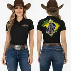 Polo Feminina Country Camiseta Baby Look Original Impacto Country Nossa Senhora Agro Cavalgada