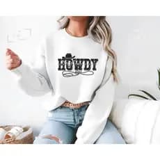 Moletom Careca Feminino HOWDY CHAPÉU Country Moda Western Cowgirls Blusa de Frio
