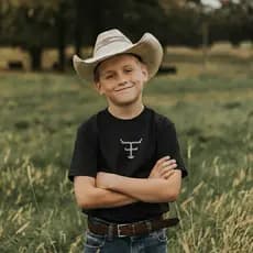 Camiseta Infantil Menino Country Texas Cowboy 100% Algodão Estampada Confortável Rodeio Farm