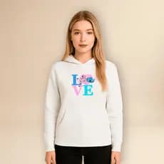 Moletom Feminino Stitch Love Angel Com Capuz Bolso Flanelado Blusa De Frio Estampado Canguru