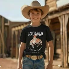 Camiseta Infantil Juvenil Original IMPACTO COUNTRY Para Cowboys de Estilo Camisa Rodeio Festa Agro