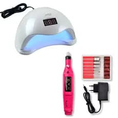 Kit Cabine Sun 5 Led 48w + Lixa Elétrica Unha Gel Acrigel Manicure