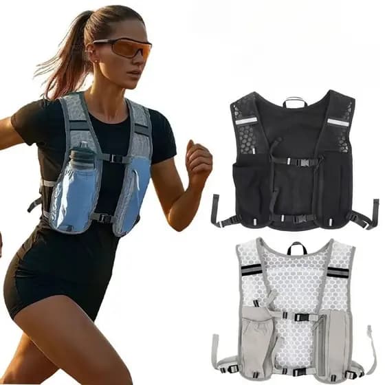 Mochila de Hidratação Para Corrida Colete Reflexivo Trilha Bolsos Para Celular e Garrafa