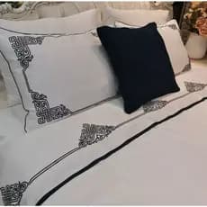 Jogo De Lençol Casal King Bordado Monet Algodão  Roupa de Cama Fronha 200 Fios