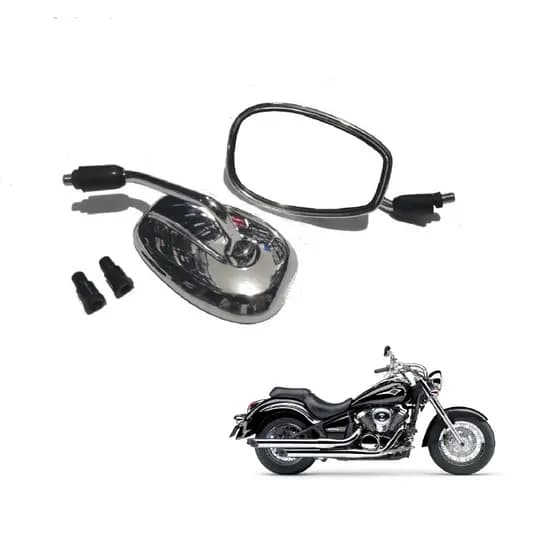 Par Espelho Retrovisor Moto Custom Café Racer Cromado Lente Convexa