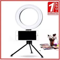 Ring Light De Mesa Iluminador De Led Tripé 6 Polegadas com Suporte Celular