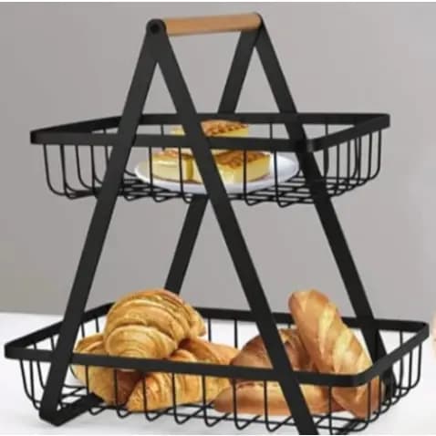 Fruteira de Mesa 2 andares Organizador de Frutas Cesto Metal Multiuso Sortida