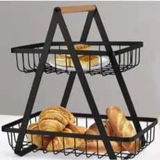 Fruteira de Mesa 2 andares Organizador de Frutas Cesto Metal Multiuso Sortida