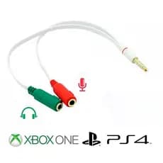 Cabo Adaptador de Audio P2 para P3 PS4 Xbox One Smatphones Notebook Headset Gamer PC