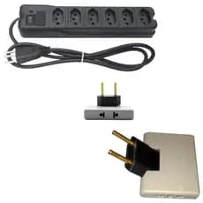 1 Filtro linha C/Fúsivel 6 entradas + 1 adaptador Dobrável/Articulável anticurto Proteção Elétrica