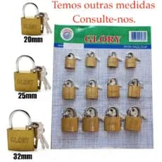 Cartela 12 Cadeados Glory 20,25,32mm Cadeado Importado latonado reforçado Cadeado