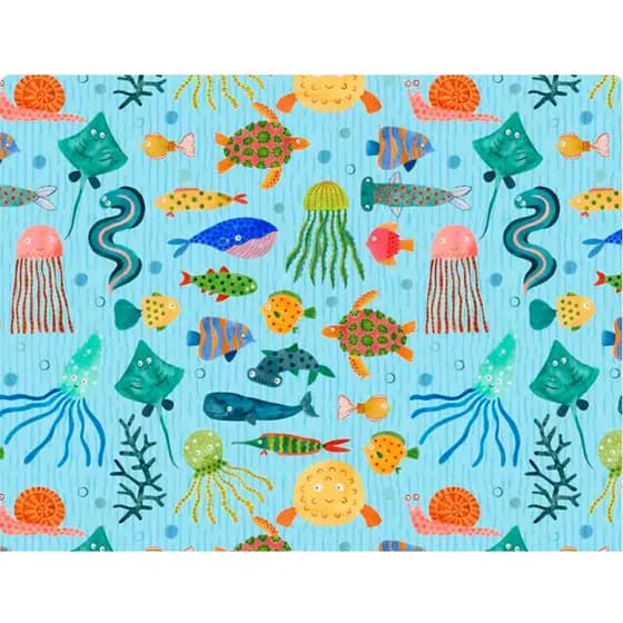 Tecido Tricoline Fundo do mar  Descrição  50x150 cm