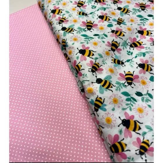Kit Tecido Tricoline Abelha Estampa 50 cm x 150 cm 100% algodão - Composê 2 cortes