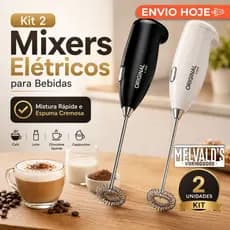Kit 2 Unidades Misturador Mixer Elétrico para Bebidas Leite Café Clara Original