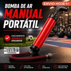 Bomba de Ar Manual Portátil para infláveis e Bola de Futebol, Basquete e Vôlei com Bico