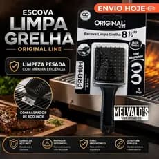 Escova Limpa Grelha Original Line Cerdas De Aço Com Raspador Para Limpeza Churrasqueira
