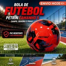 Bola de futebol Campo Quadra e Praia Petrin Tamanho 5 PVC resistente profissional