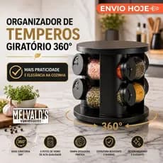 Porta Temperos Giratório 360° 6 Potes Vidro com Tampa Dosadora Organizador Cozinha Premium