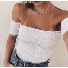 Cropped elastex ciganinha top curto caido no ombro manga curta justo no corpo elastico enrrugadinho croped feminino dia