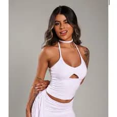 cropped feminino efeito silicone decotado com amarração moda gringa liso tendencia 2026 verão dia