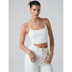 cropped top alça fina elástico feminino duplo básico dia dia feminino regata moda primavera verão