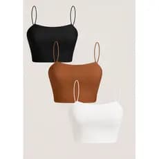 kit 3 top Cropped feminino alça fina básico minimalista para mulheres justo no corpo regatinha