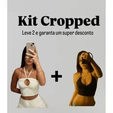 kit 2 Cropped multi formas promoção várias formas de usar sem bojo top curto alça fina decotado