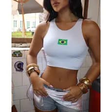 cropped Brasil regata alça fina copa do mundo 2026 fifa brazil verde amarelo feminino bandeira