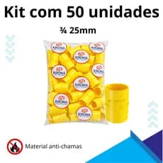 Kit 50 Luva Para conduite Pvc Amarela 3/4 25mm KRONA