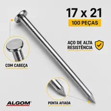 PREGO DE AÇO COM CABEÇA 17X27 100/200/300/400 ALGOM
