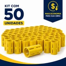 KIT 50UN LUVA PRESSÃO CONDUITE AMARELO 25MM (3/4'') FORTLEV