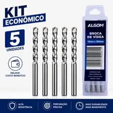KIT 5UN BROCA DE VÍDEA 13MM X 150MM ALGOM - OFERTA