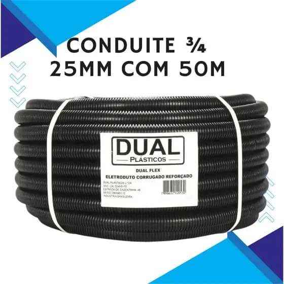 Conduite Eletroduto 3/4 Reforçado Preto Rolo 50 Metros Dual