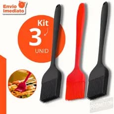 Kit 3, 2 ou 1 unid - Pincel de Silicone Culinário Resistente ao Calor para Cozinha Ideal para Untar Resistente Flexível