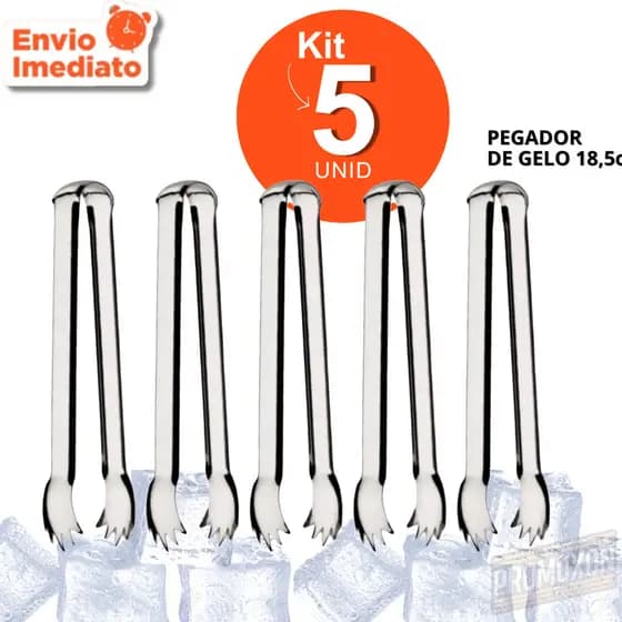 Pegador Inox 18,5 cm Para Gelo Salada Doces Queijos e Frios Uso Doméstico e Profissional