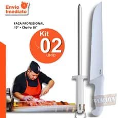 Faca e Chaira 10 Polegadas Profissional Açougue Churrascaria Restaurante Churrasco Cozinha Qualidade