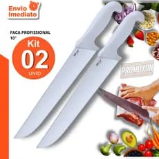 Utensilios - Facas de Carne 10" Açougueiro Inox Cabo Branco Churrasco Cozinha Açougue Churrascaria Multiuso