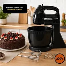 Batedeira Eletrica 220v Com Balde 2 Litros Misturador Processador Preto