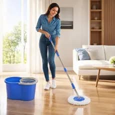 Mop Esfregão Limpeza 360 Graus Balde Duplo Cabo Ajustável
