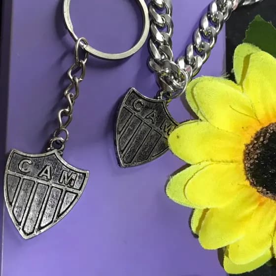 colar + chaveiro Atlético Mineiro CAM aço inox