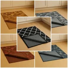 Jogo de Passadeira Para Cozinha 3 pecas Em Jacquard Geometrico Com Base Em Antiderrapante